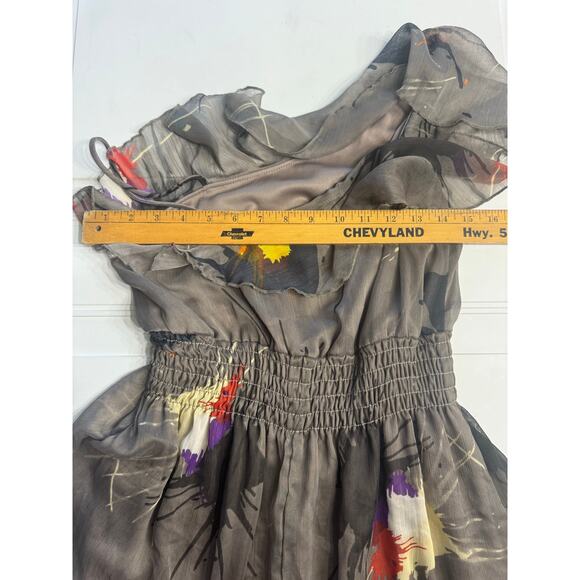 5th Fifth Culture Womens Dress Brown Paint Splatter One Shoulder Dress Sz L - Picture 6 of 7